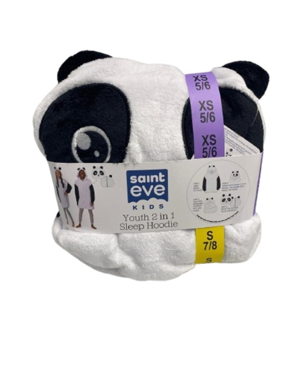 Panda Kids 2 in 1 Sleep Hoodie Blanket Ultra Soft Cozy Lounge XS 56 78 New
